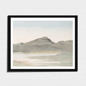 Art Print, Minimalist Pastel Mountain Landscape